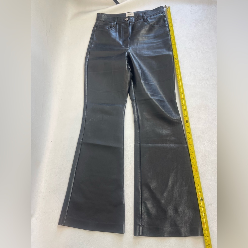 Aritzia Wilfred Vegan Leather High Rise Flare Pants Black Size - Picture 5 of 12